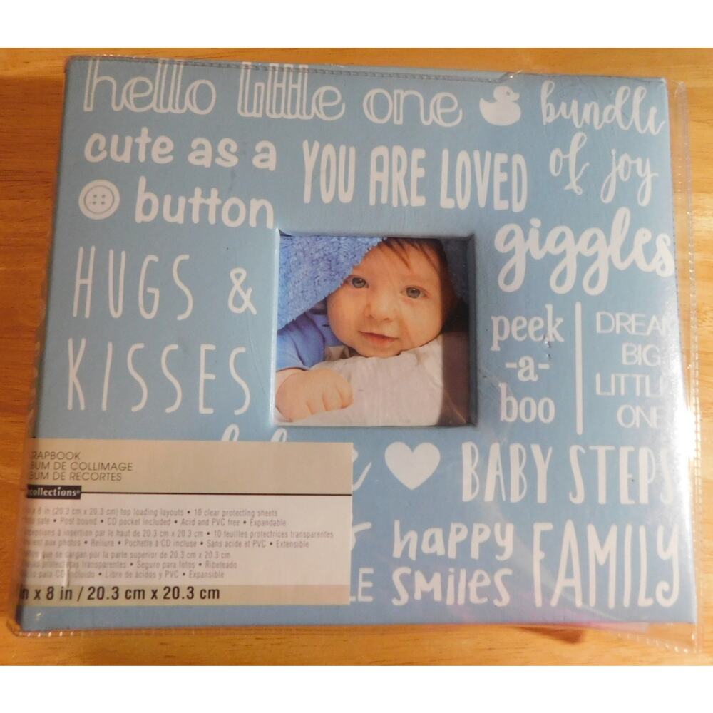 Recollections Scrapbook Photo Album Baby Blue Hello Little Ones 8" X 8"